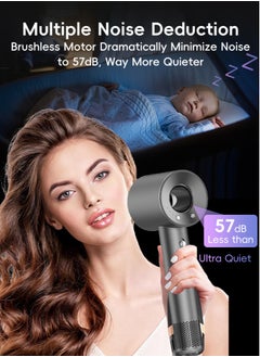 Perfii Smooth Shining Hair Dryer, High-Speed 11000 RPM Turbo Motor, 600 Million Negative Ionic Hair Protection, 9 Modes Temperature and Airspeed Control, Low Noise and Lightweight  - Image 5