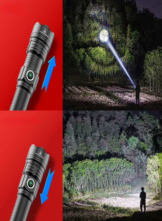 Flashlight for Camping | 9 Modes High Lumens Waterproof and Shockproof Torch Light | 1500 Meters Zoomable 30W LED Camping Accessory | 5000mAh Rechargeable Battery for Up to 10-Hour Usage | Magnetic - Image 1