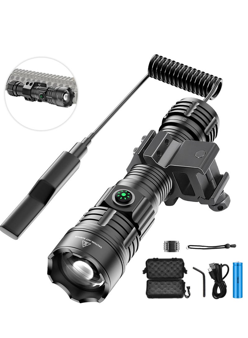 Flashlight for Camping | 9 Modes High Lumens Waterproof and Shockproof Torch Light | 1500 Meters Zoomable 30W LED Camping Accessory | 5000mAh Rechargeable Battery for Up to 10-Hour Usage | Magnetic - Image 2