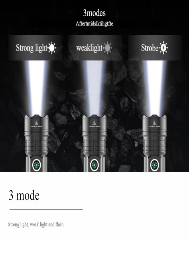 Flashlight for Camping | 9 Modes High Lumens Waterproof and Shockproof Torch Light | 1500 Meters Zoomable 30W LED Camping Accessory | 5000mAh Rechargeable Battery for Up to 10-Hour Usage | Magnetic - Image 4