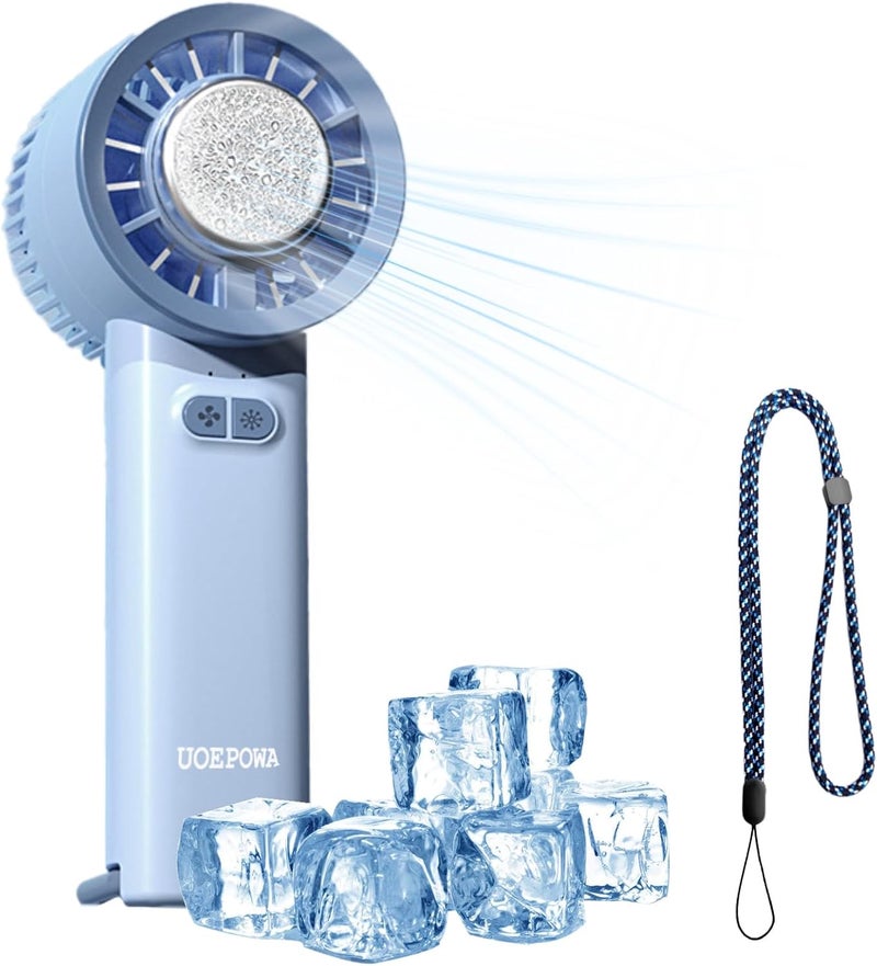 UOEPOWA Portable Handheld Cooling Fan, Travel Fan with with Cold Compress Function, 3-Speed Mini Cooling Fan for Kids, Type-C Rechargeable Pocket Fan, Instant Ice-Compress for Face - Image 1