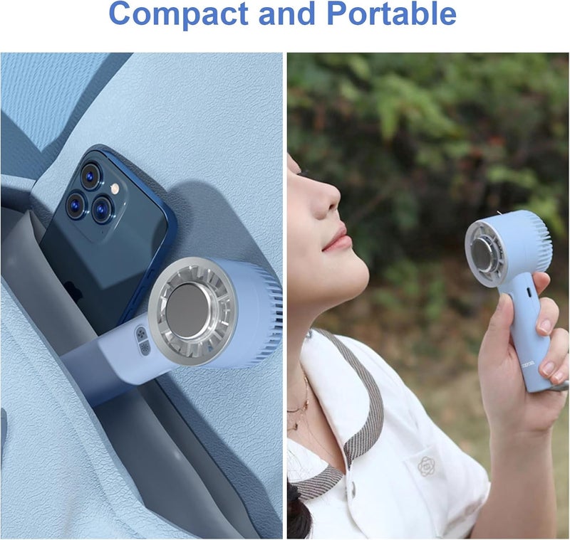 UOEPOWA Portable Handheld Cooling Fan, Travel Fan with with Cold Compress Function, 3-Speed Mini Cooling Fan for Kids, Type-C Rechargeable Pocket Fan, Instant Ice-Compress for Face - Image 4