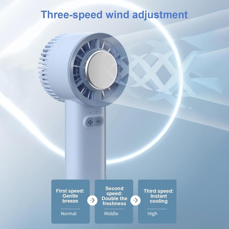 UOEPOWA Portable Handheld Cooling Fan, Travel Fan with with Cold Compress Function, 3-Speed Mini Cooling Fan for Kids, Type-C Rechargeable Pocket Fan, Instant Ice-Compress for Face - Image 3