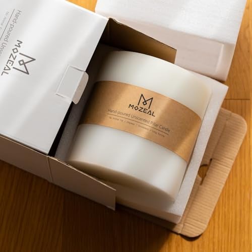MOZEAL Extra Large 3 Wick White Pillar Candle, 6" x 6", Unscented, Dripless, Smokeless, and Clean-Burning. Approx. 120 Hours of Burn Time. Perfect for Weddings, Dinners, Christmas and Home Decor - Image 3