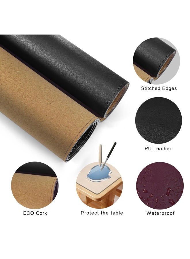 MAIDERN 40'' x 23.6'' Desk Mat, Large Desk Pad, Cork & Leather Large Mouse pad for Desk, Waterproof Computer Desk Mat for Gaming Home Office (Black) …(SP-106BK) - Image 3