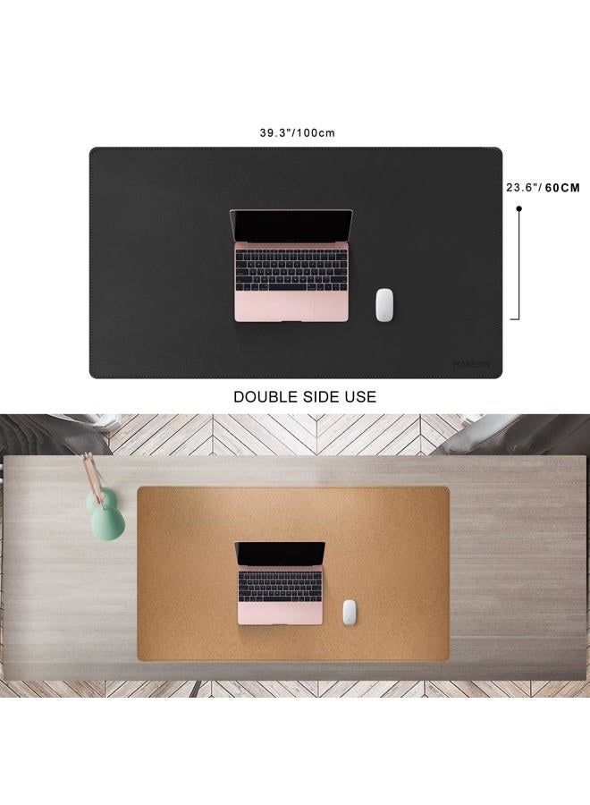 MAIDERN 40'' x 23.6'' Desk Mat, Large Desk Pad, Cork & Leather Large Mouse pad for Desk, Waterproof Computer Desk Mat for Gaming Home Office (Black) …(SP-106BK) - Image 2