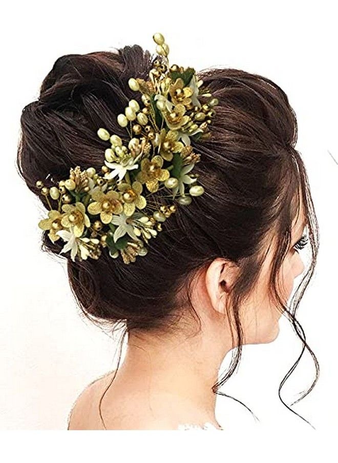Hair Flare Women's Latest Trendy Floral Design Bridal Hair Clip Set; Hair Accessories; Hairpin; Judapin; Judabun; Combclip; Sidepin Combo Set 2205;2206 Golden  - Image 3