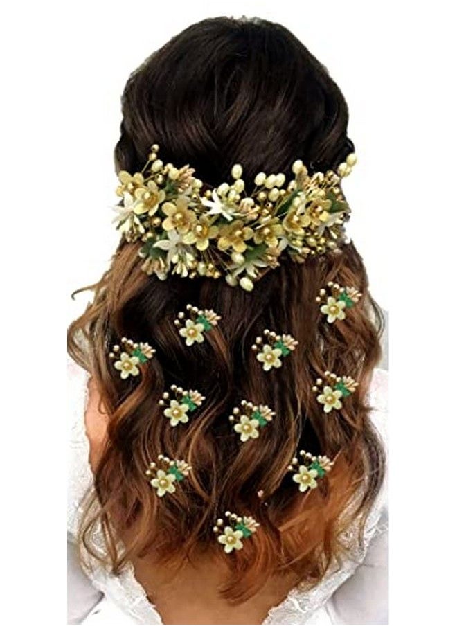 Hair Flare Women's Latest Trendy Floral Design Bridal Hair Clip Set; Hair Accessories; Hairpin; Judapin; Judabun; Combclip; Sidepin Combo Set 2205;2206 Golden  - Image 1