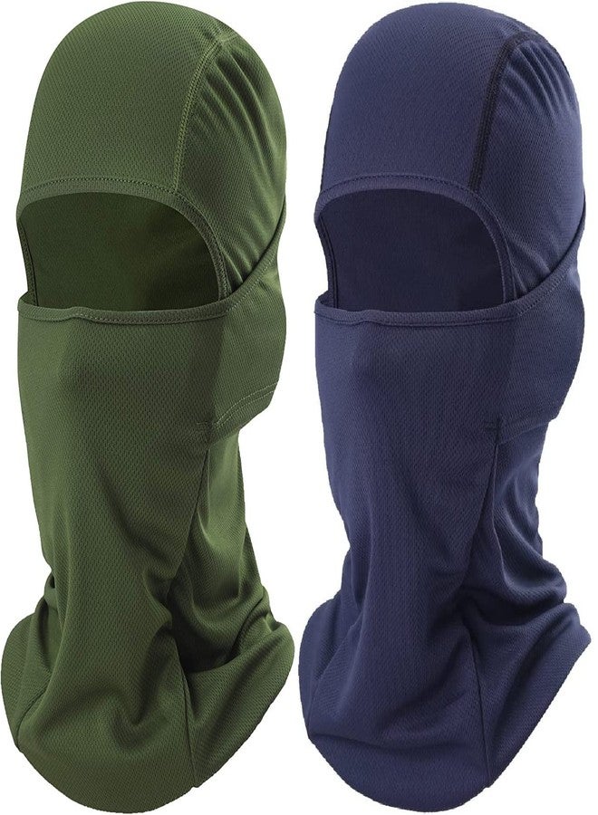 BISMAADH Balaclava Full Face Mask Winter Windproof Summer UV Protection Breathable Neck Gaiter Blue, Green - Image 1