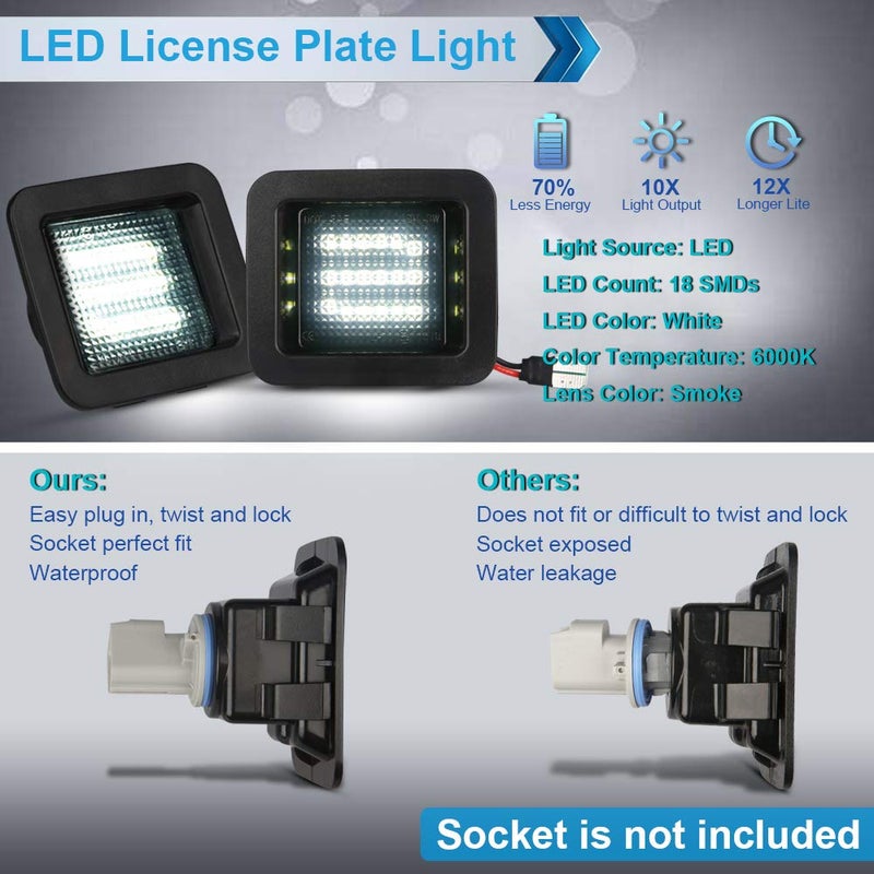 MbuyDIY LED License Plate Light Lamp Assembly Compatible with 2015-2020 F150 17-20 Raptor Smoke Lens 6000K White, Pack of 2 - Image 4