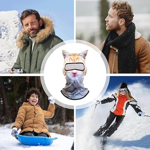 Uceento 3D Cat Ski Balaclava Sheisty Face Mask with Ears for Music Festivals Raves Ski Halloween Party Outdoor Activities - Image 3