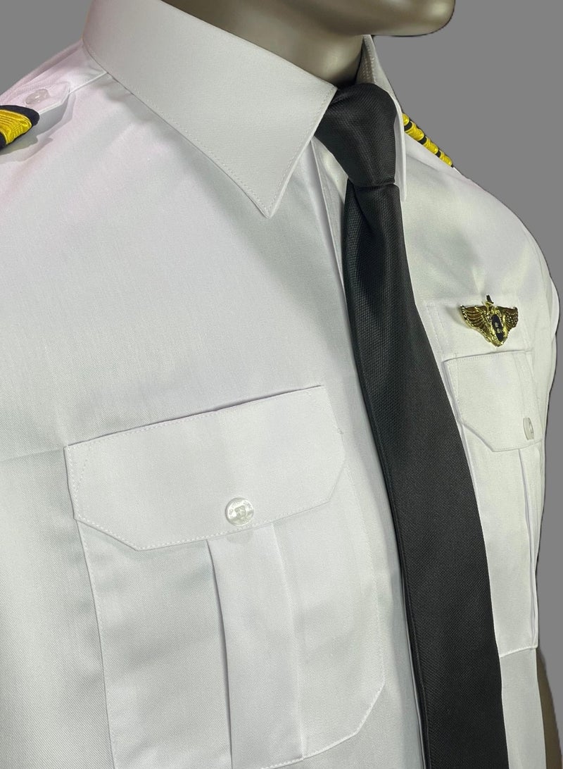 Pro Pilot zone Men's Short-Sleeve Pilot Shirt – American Lycra – Waterproof – White  - Image 3