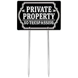 Kichwit Kichwit Private Property No Trespassing Sign Double Sided, Aluminum, All Metal Construction, Sign Measures 11.8" x  - Image 1