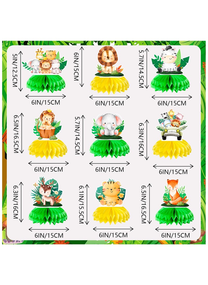 FRUITFUL PARTY Safari Animal Honeycomb Centerpieces, 9 Pcs Baby Jungle Animals Honeycomb Centerpieces/Jungle Animals Honeycomb Table Toppers/Safari Baby Shower Centerpieces, for Jungle Baby Shower Decorations  - Image 2