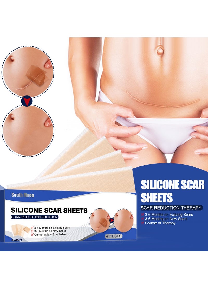 SOUTH MOON - Scar Remover Patch, Silicone Scar Sheets For Scars Stretch Mark Treatment Waterproof, 4 Reusable Sheets - Image 1