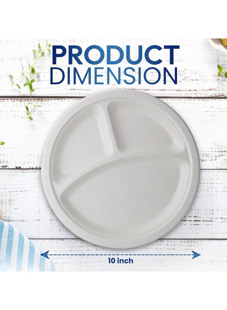 صني أطباق بلاستيكية للاستخدام مرة واحدة من صني، ٢٥ قطعة، مع حجرة، مقاس ١٠ بوصات - Image 2