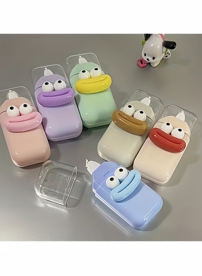 6 قطع شريط تصحيح مع شريط تعديل صغير محمول بوجه لطيف مثالي للطلاب يناسب حقائب الأقلام في الدفاتر والواجبات المنزلية أو أوراق الاختبارات التصميم يضيف متعة إلى وقت الدراسة خفيف الوزن لسهولة حمله إلى المدرسة أو الدروس الخصوصية - Image 3