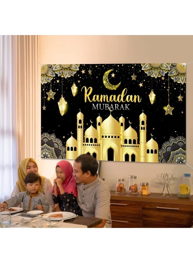 اي ار اس خلفية لافتة رمضان مبارك، زينة حفلات، لافتة رمضان كريم مبارك، لوازم حفلات عيد الفطر، كشك تصوير للمسلمين للعيد، ديكور منزلي داخلي وخارجي - Image 3