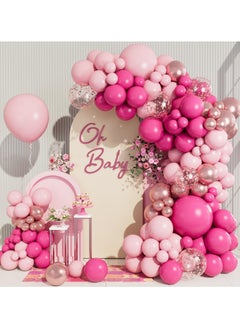 Generic Pink Balloon Arch Kit,140Pcs Hot Pink Balloons Arch Garland Kit with Hot Pink Balloons,White Metallic Rose Gold Confetti Balloons for Girls Birthday Party,Baby Shower Decoration,Wedding,Bridal Shower  - Image 3