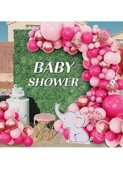 Generic Pink Balloon Arch Kit,140Pcs Hot Pink Balloons Arch Garland Kit with Hot Pink Balloons,White Metallic Rose Gold Confetti Balloons for Girls Birthday Party,Baby Shower Decoration,Wedding,Bridal Shower  - Image 4