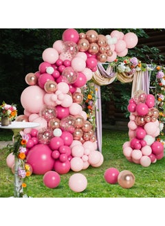Generic Pink Balloon Arch Kit,140Pcs Hot Pink Balloons Arch Garland Kit with Hot Pink Balloons,White Metallic Rose Gold Confetti Balloons for Girls Birthday Party,Baby Shower Decoration,Wedding,Bridal Shower  - Image 2