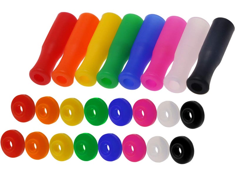 Mini Skater Mini Skater 8Pcs MultiColor Food Grade Silicone Straw Tips Covers and 16Pcs Silencers  AntiscaldCold Cover for 14 Inch Wide 6MM OD Stainless Steel Straws 8 Colors 