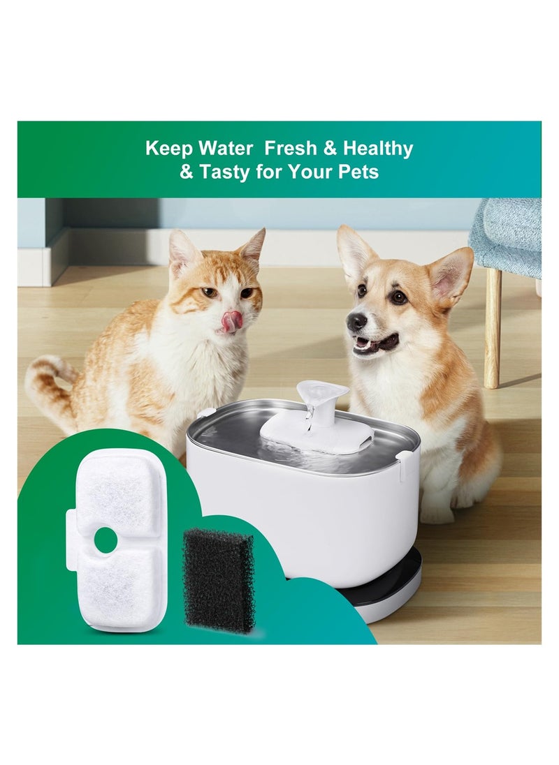 Cat Water Fountain Filter, 4 Pack Replacement Filters for Dockstream 2.5L/84oz Cat Fountain PLWF005/PLWF115, Triple Filtration System Replacement Filters for Ultra Quiet Pet Water Fountain