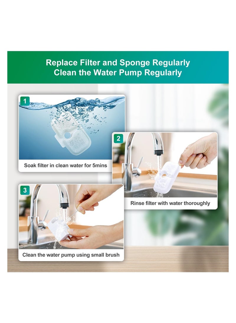 Cat Water Fountain Filter, 4 Pack Replacement Filters for Dockstream 2.5L/84oz Cat Fountain PLWF005/PLWF115, Triple Filtration System Replacement Filters for Ultra Quiet Pet Water Fountain