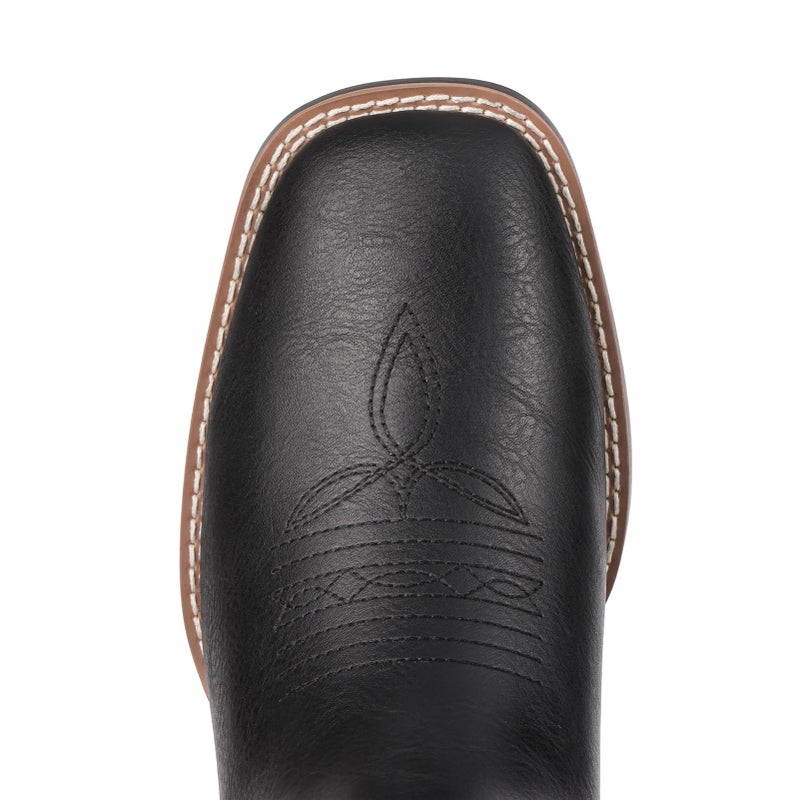 Choiran Western Ankle Cowboy Boots for Men - Mens Square Toe Chelsea Boots for Men Casual Retro Stylish Black - Image 4