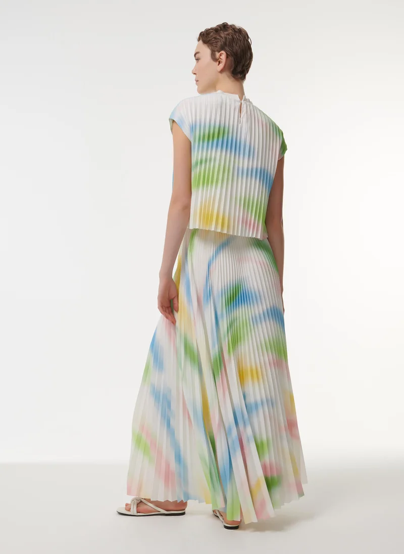 leem  Abstract Print Pleated Top for Women | Best Price UAE
