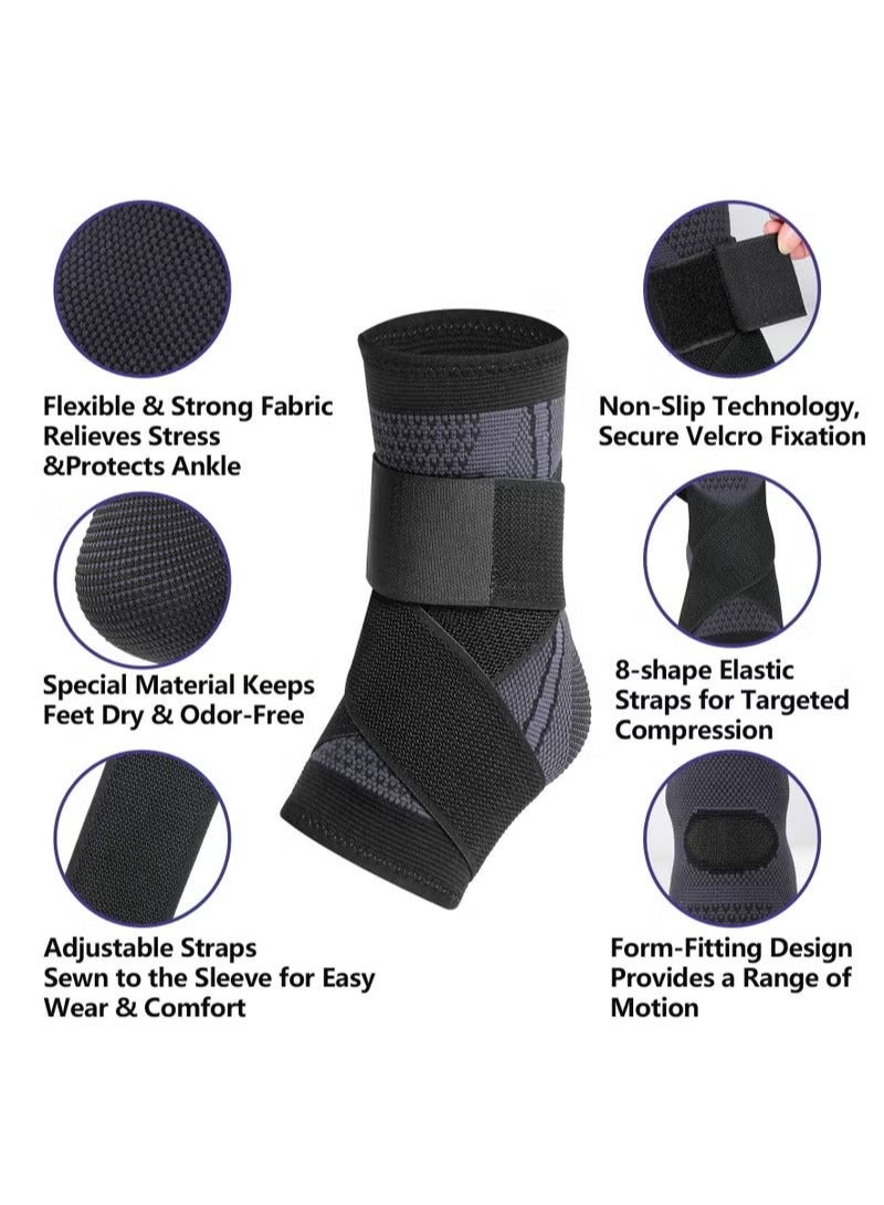 1 pice Ankle Support Brace, Adjustable Compression Ankle Support, for Men Women Achilles Tendon Support and Plantar Fasciitis, Eases Pain Swelling and Sprained Ankle Pain - Image 2