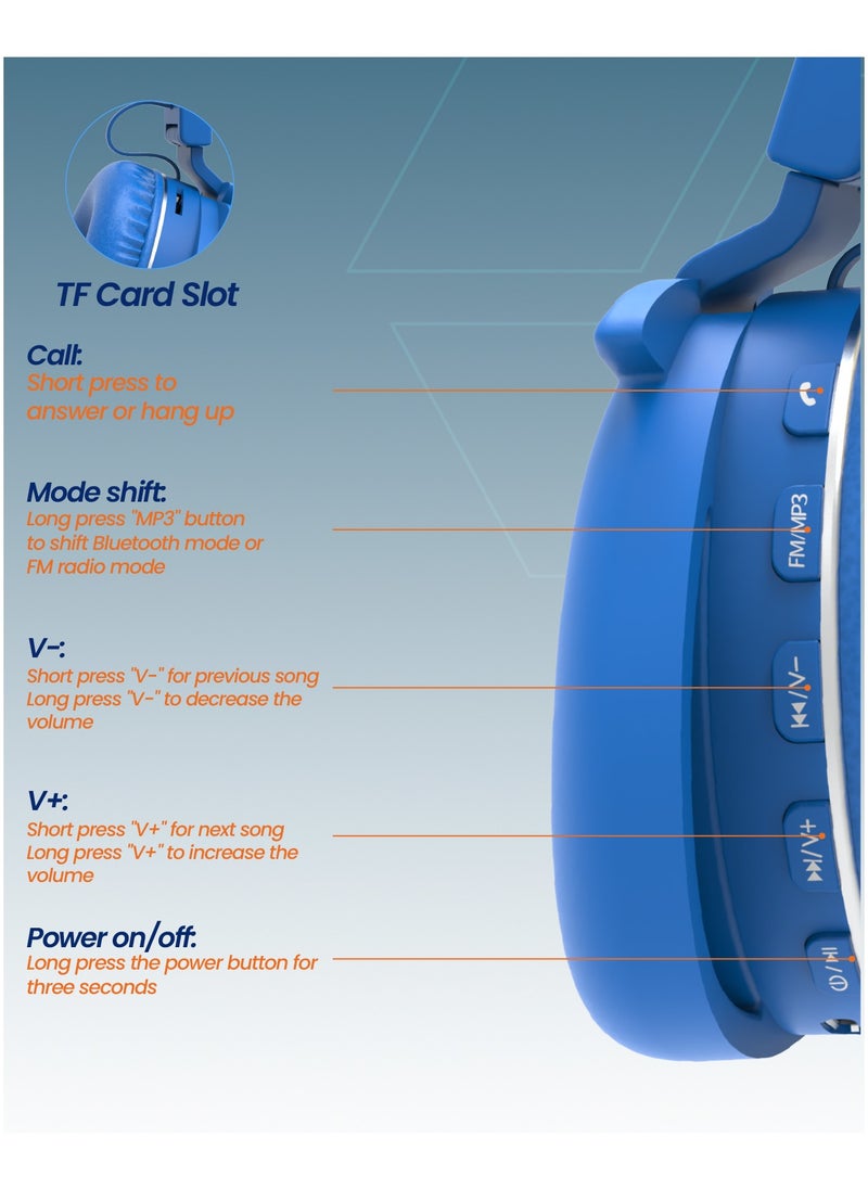 Moxedo - Moxedo Junior Wireless On-Ear Headphones for Kids Adjustable Foldable Design Stereo Headphone 90dB with Built-In Microphone Compatible for iPad/Phone/Tablet and Other Devices (Junior Javi) - Image 1