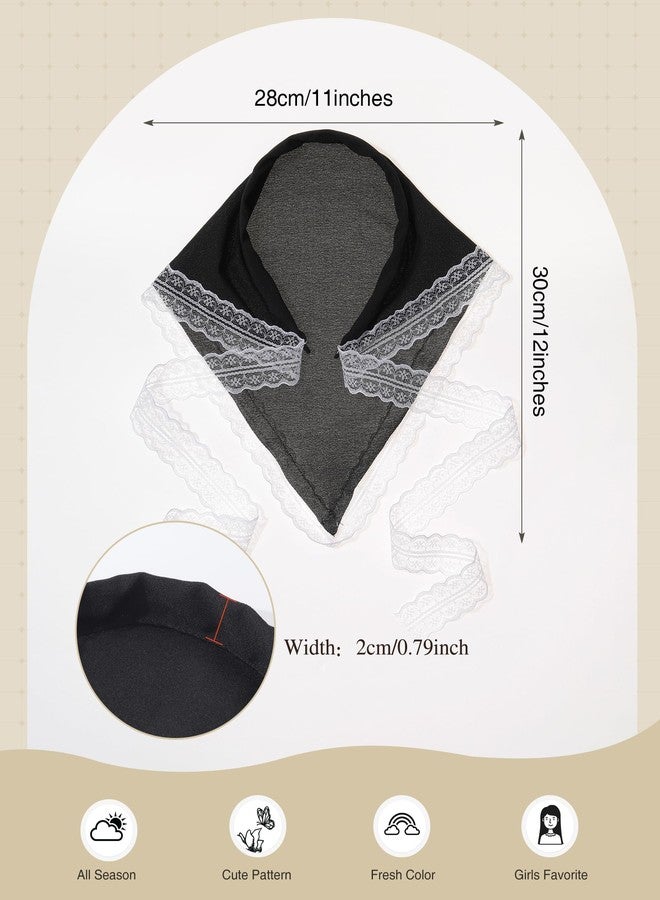 Molans 3PCS Triangle Headband Scarf for women - Fashion Kerchief Accessories with Lace Trim Adjustable Bohemian Hair Bandanas - Image 2