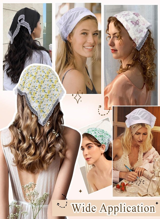 Molans 3PCS Triangle Headband Scarf for women - Fashion Kerchief Accessories with Lace Trim Adjustable Bohemian Hair Bandanas - Image 5