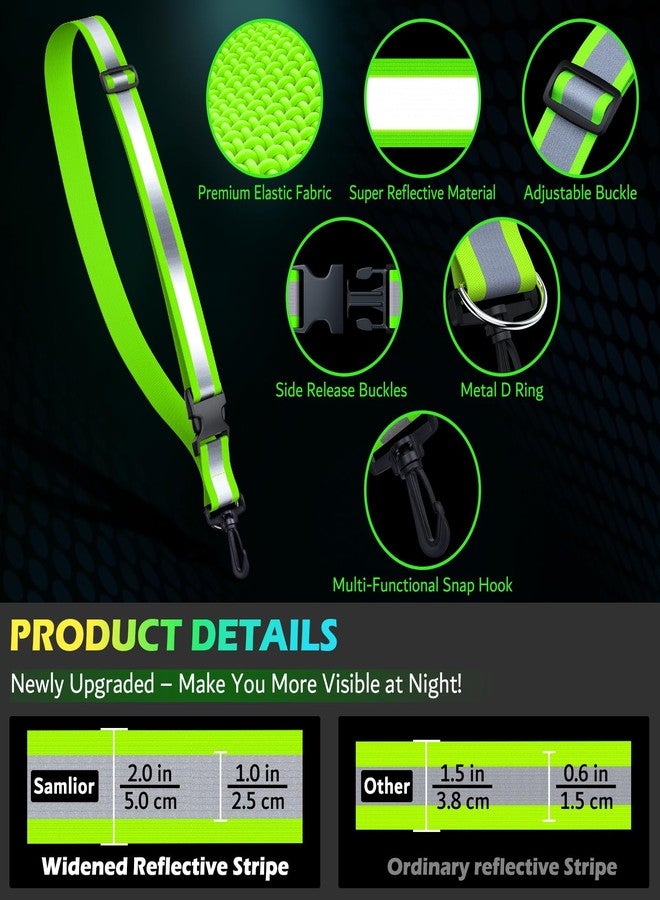 Samlior Reflective Walking Gear at Night, High Visibility Safety Reflective Sash Belt and 2-Pack Armband Set, Night Running Safety Gear for Women Men Kids (Green) - Image 3