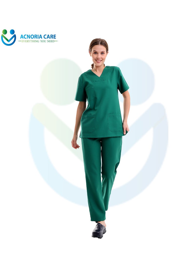 اكنوريا كير سكراب طبي نسائي مكون من قطعتين بلوزة وسروال 25% فيسكوز 75% بوليستر لون أخضر تركواز - مقاس L - من اكنوريا كير - Image 1