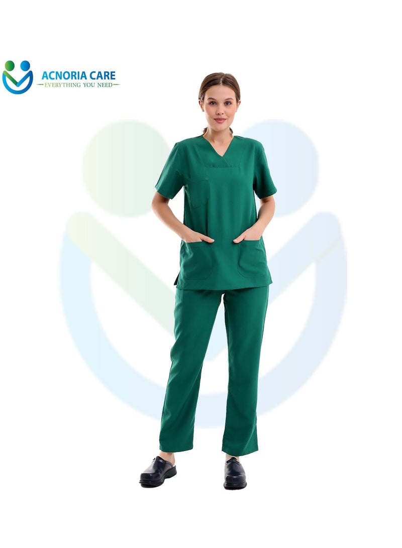 اكنوريا كير سكراب طبي نسائي مكون من قطعتين بلوزة وسروال 25% فيسكوز 75% بوليستر لون أخضر تركواز - مقاس L - من اكنوريا كير - Image 3
