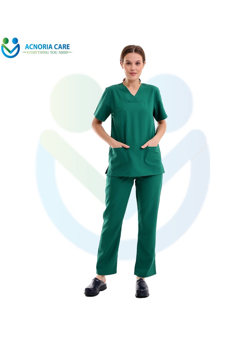 اكنوريا كير سكراب طبي نسائي مكون من قطعتين بلوزة وسروال 25% فيسكوز 75% بوليستر لون أخضر تركواز - مقاس L - من اكنوريا كير - Image 5