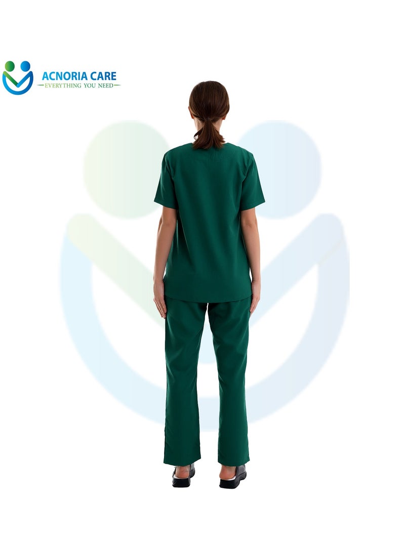 اكنوريا كير سكراب طبي نسائي مكون من قطعتين بلوزة وسروال 25% فيسكوز 75% بوليستر لون أخضر تركواز - مقاس L - من اكنوريا كير - Image 4