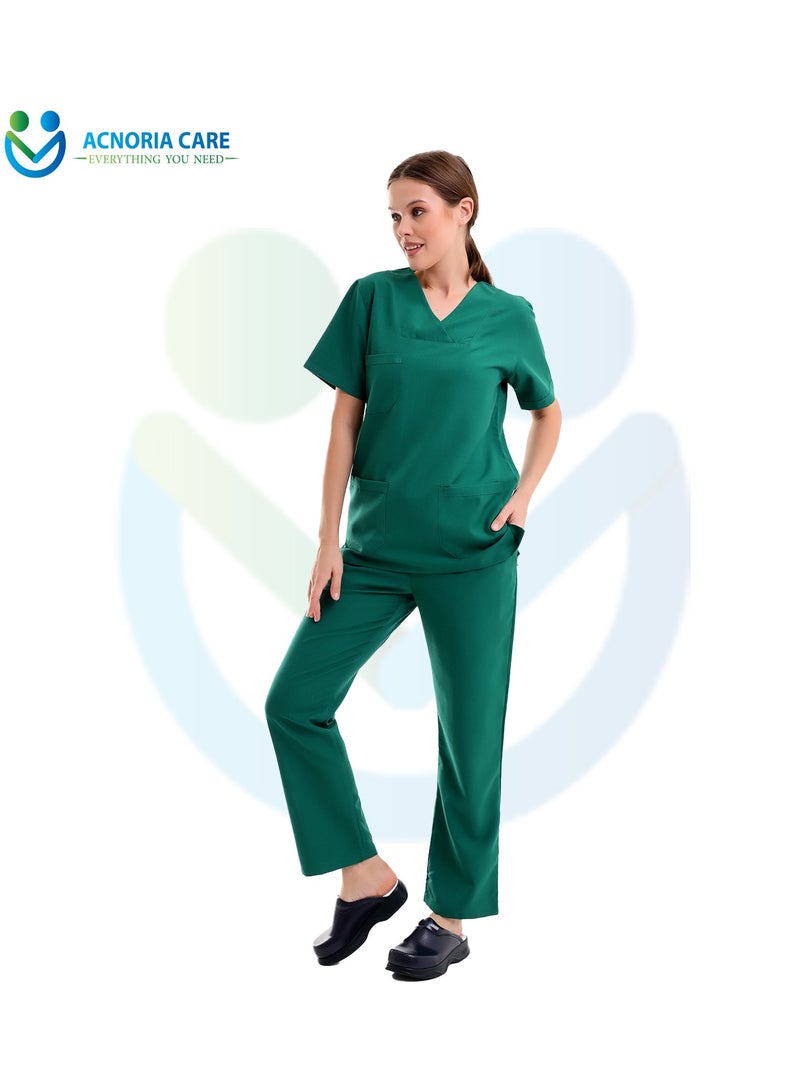 اكنوريا كير سكراب طبي نسائي مكون من قطعتين بلوزة وسروال 25% فيسكوز 75% بوليستر لون أخضر تركواز - مقاس L - من اكنوريا كير - Image 2