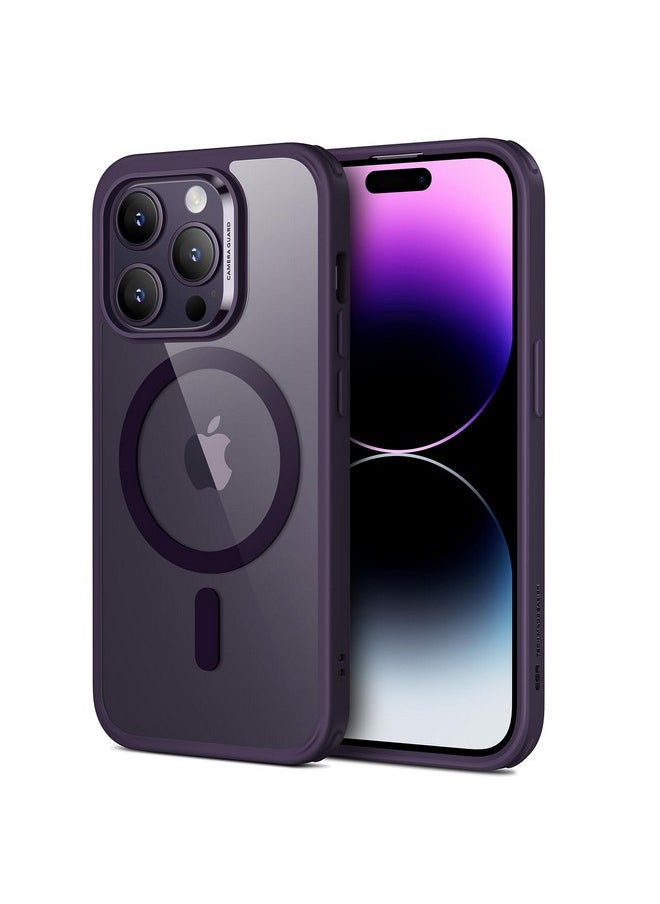 اي اس ار جراب ESR لهاتف iPhone 14 Pro Max، متوافق مع MagSafe، مقاوم للخدش، رفيع ونحيف، حماية كلاسيكية من الصدمات بدرجة عسكرية، TPU، غطاء خلفي مغناطيسي، شفاف بنفسجي  - Image 1