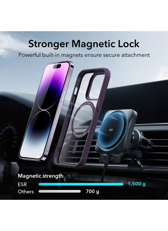 اي اس ار جراب ESR لهاتف iPhone 14 Pro Max، متوافق مع MagSafe، مقاوم للخدش، رفيع ونحيف، حماية كلاسيكية من الصدمات بدرجة عسكرية، TPU، غطاء خلفي مغناطيسي، شفاف بنفسجي  - Image 3