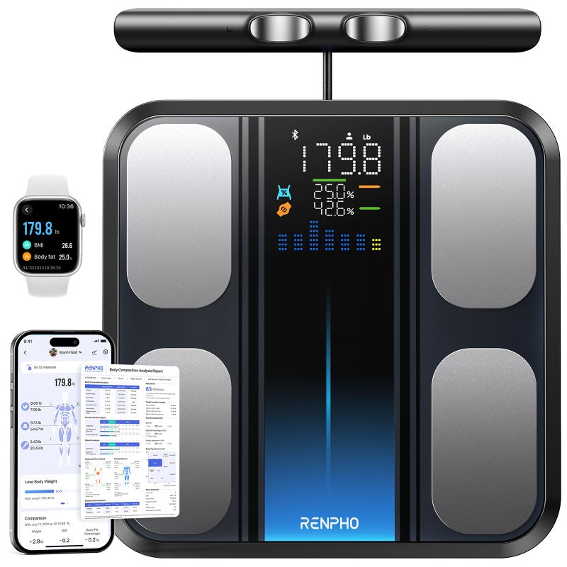 RENPHO Smart Scale for Body Weight FSAHSA Eligible 8Electrode Digital Bathroom Scale with BMI Body Fat Muscle Mass Body Composition Analyzer Larger Platform MorphoScan Base - Image 2