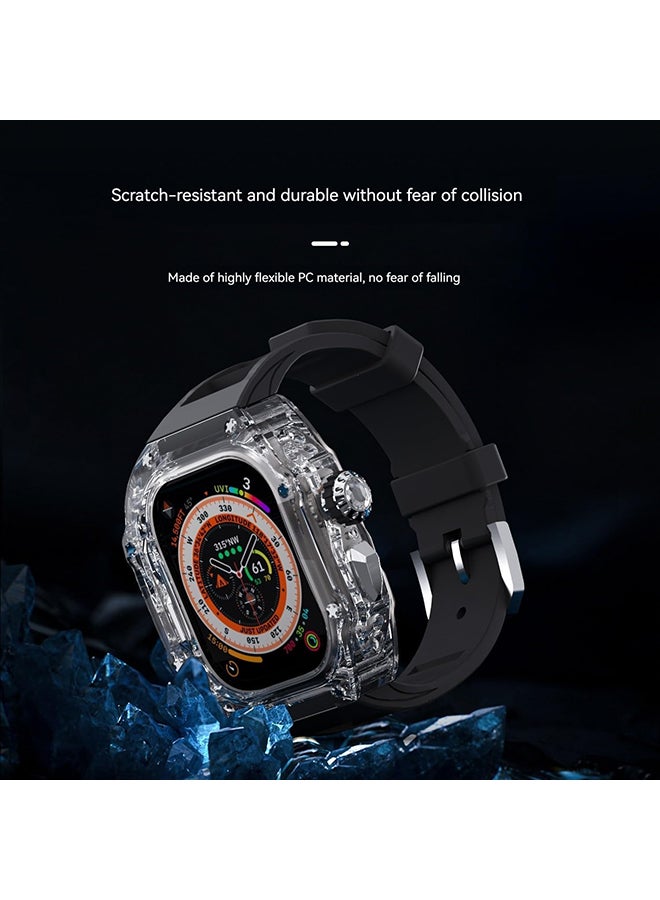 O Ozone Transparent Case with Rubber Band Compatible with Apple Watch Ultra 49mm, Rugged Bumper Case TPU Crystal Sport Shockproof Protective Case Men- Orange - Image 5