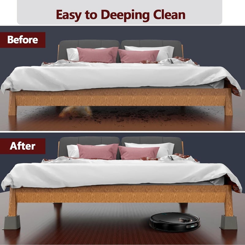 Demiwise Heavy Duty Bed Risers - Set of 4 Adjustable Furniture Risers, Elevation Heights of 3, 5 & 8 Inches, Supports Up to 1,300 lbs for Bed, Couch, Table & Chair(Grey) - Image 5