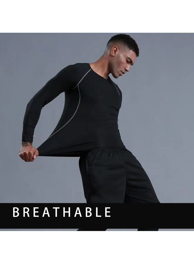 2-Piece Short Sleeve Shorts Men's Compression Shirts, Athletic Compression Tops Cool Dry Workout T Shirt, Base Layer Undershirt Shorts