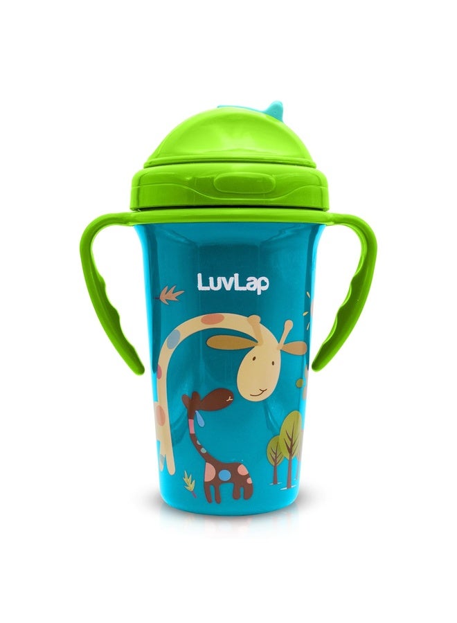Luvlap Tiny Giffy Sipper for Infant/Toddler 300ml, Anti-Spill Sippy Cup with Soft Silicone Straw BPA Free, 18m+ (Green) - Image 1