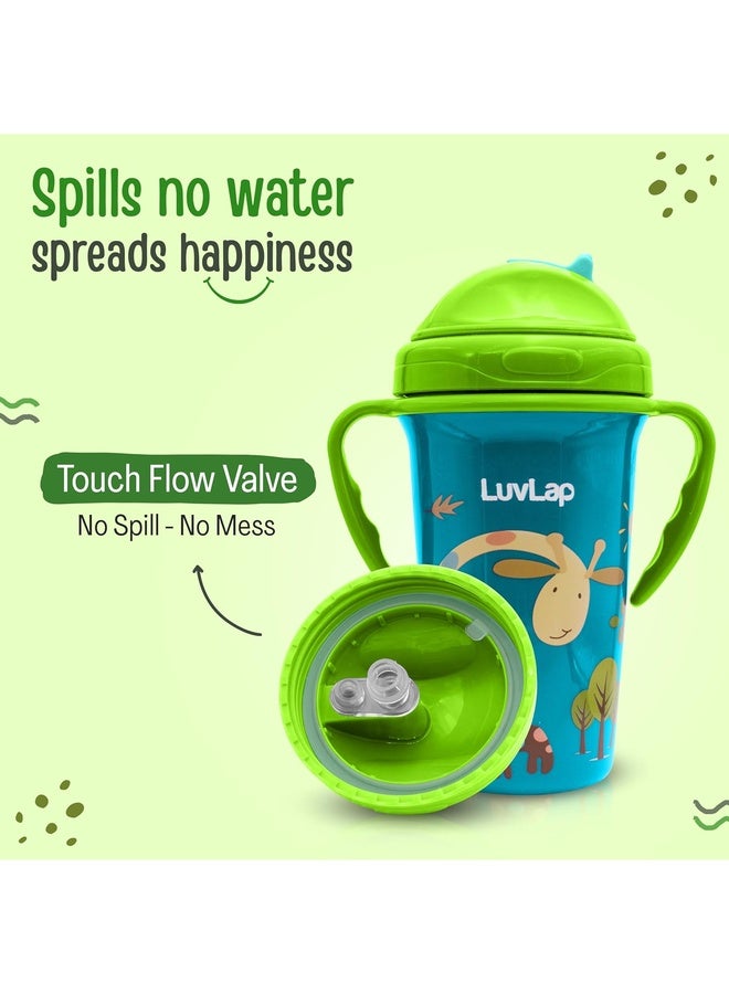 Luvlap Tiny Giffy Sipper for Infant/Toddler 300ml, Anti-Spill Sippy Cup with Soft Silicone Straw BPA Free, 18m+ (Green) - Image 5