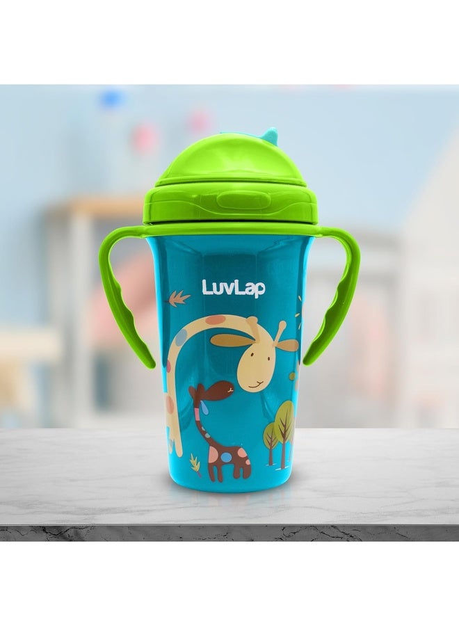 Luvlap Tiny Giffy Sipper for Infant/Toddler 300ml, Anti-Spill Sippy Cup with Soft Silicone Straw BPA Free, 18m+ (Green) - Image 2