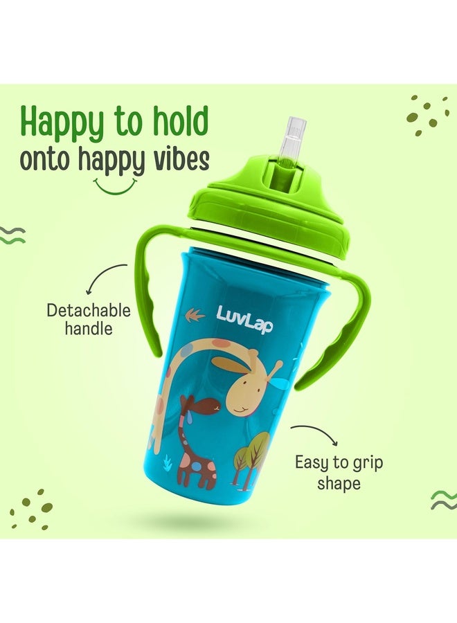 Luvlap Tiny Giffy Sipper for Infant/Toddler 300ml, Anti-Spill Sippy Cup with Soft Silicone Straw BPA Free, 18m+ (Green) - Image 4